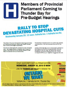 Thunder Bay Pre-budget hearing rally