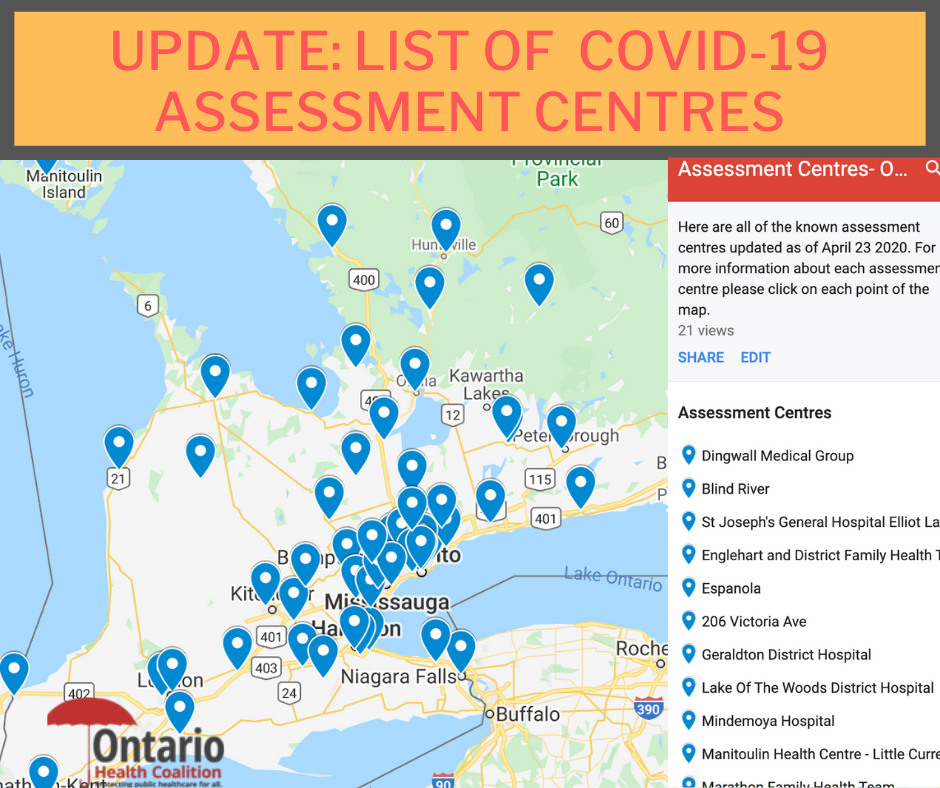 Resources List Of Ontario Covid 19 Assessment Centres Their Individual Criteria Ontario Health Coalition